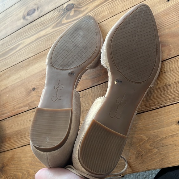 Jessica Simpson lace up tan metallic ballet flats - Picture 7 of 7